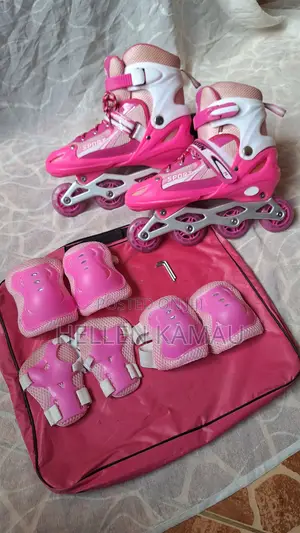 Pink Adjustable Inline Skates Size 39-42 + Gear