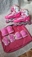 Pink Adjustable Inline Skates Size 39-42 + Gear - 1