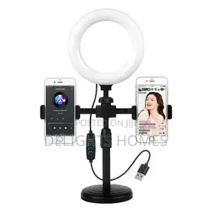6-inch LED Selfie Ring Light with Stand & Dual Phone Holder