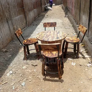Wooden Chairs with Barrel Table