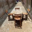 Wooden Chairs with Barrel Table - 1
