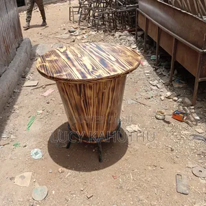 Meza ya Mfumo wa pipa - Mbao na Fremu ya Chuma
