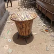 Low Barrel Table - Wooden with Metal Frame - 1
