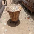 Low Barrel Table - Wooden with Metal Frame - 2