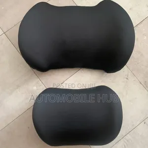 Universal Car Lumbar Back Support & Headrest Set (Nyeusi)