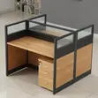 2-Person Brown Modular Workstation - 3