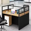 2-Person Brown Modular Workstation - 4
