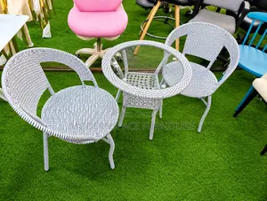 White Rattan-Style Balcony Set