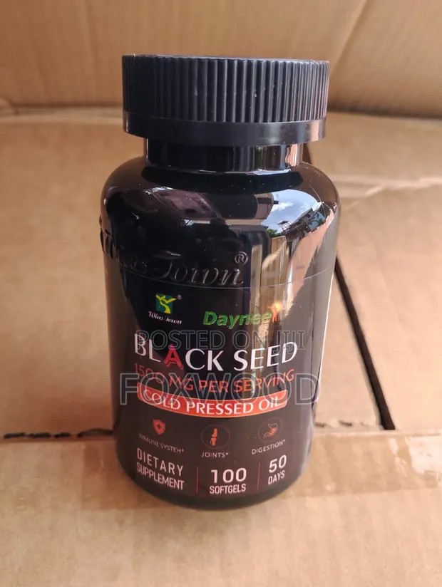 Daynee Black Seed Cold Pressed Oil Supplement (1500mg, 100 Softgels) - 1