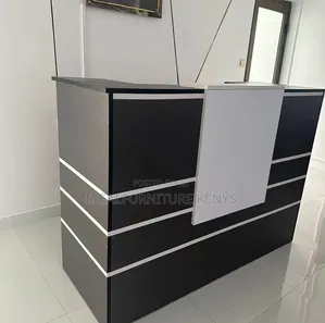 Reception Desk / Front Office Counter ya Kisasa - 1.2M Nyeusi na Nyeupe