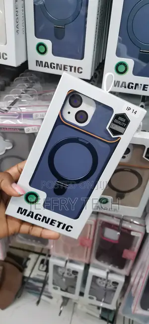 Navy Blue Magnetic Case for iPhone 14 with Ring Stand