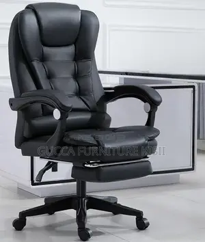 Kiti cha Ofisi cha Ngozi cha Ergonomic chenye Footrest