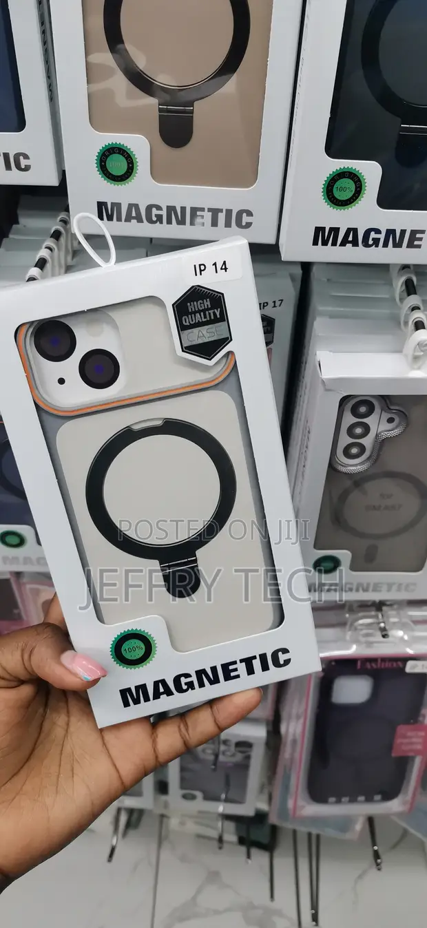 High-Quality Magnetic Case for iPhone 14 with Orange Camera Border - 1