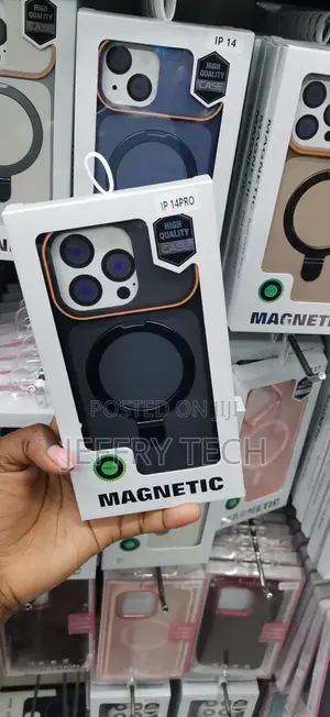 iPhone 14 Pro Case with Magnetic Ring - Orange Accent
