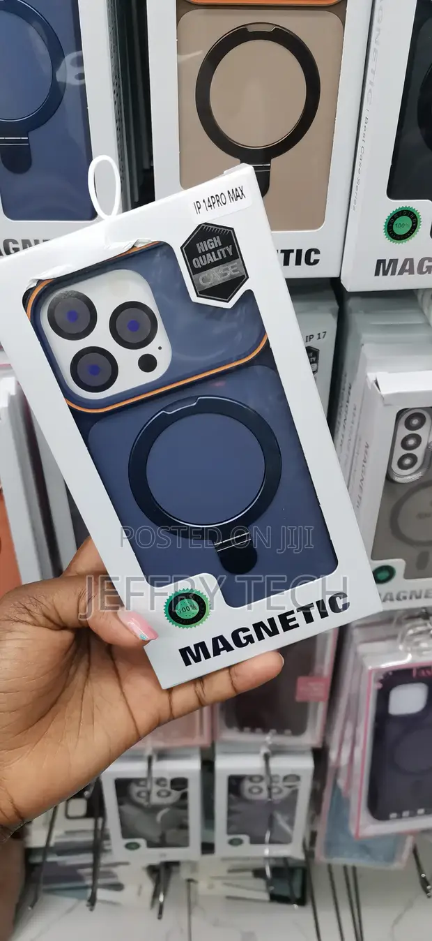 Blue Magnetic Kickstand Case for Apple iPhone 14 Pro Max - 1