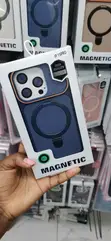 Blue Magnetic Case for iPhone 15 Pro with Ring Stand - 1