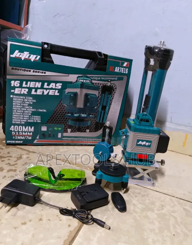 JcTop 16-Line 4D Green Beam Self-Leveling Laser Level Kit - 1