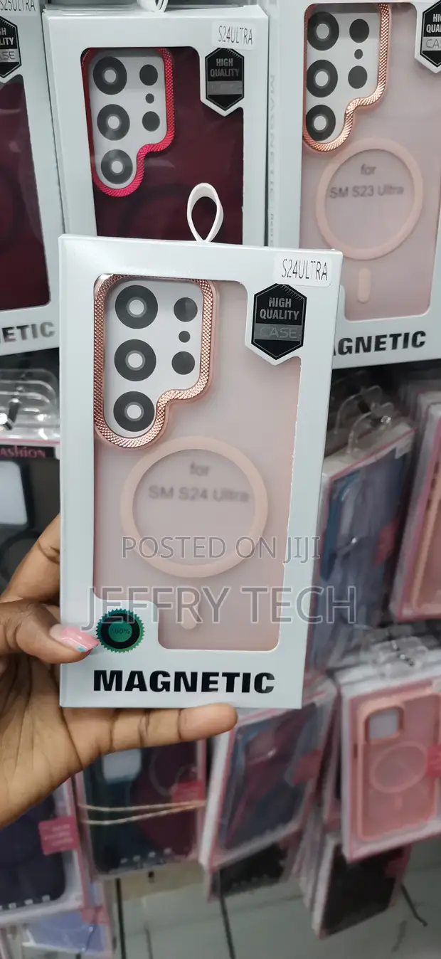 Kifaa cha Pink Chenye Sumaku na Fremu ya Kamera ya Rose-Gold kwa Samsung Galaxy S24 Ultra - 1