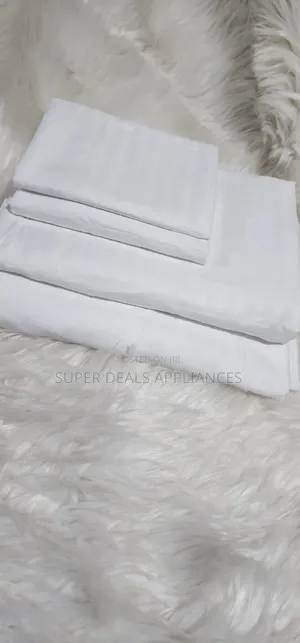 4 Pcs Pure Cotton White Striped Bedsheet Set