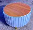 Modern White & Brown Round Coffee Table - 1