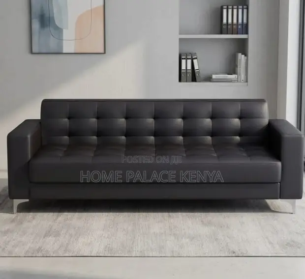 Durable 3 Seater Corner Couch - Black Leather - 1