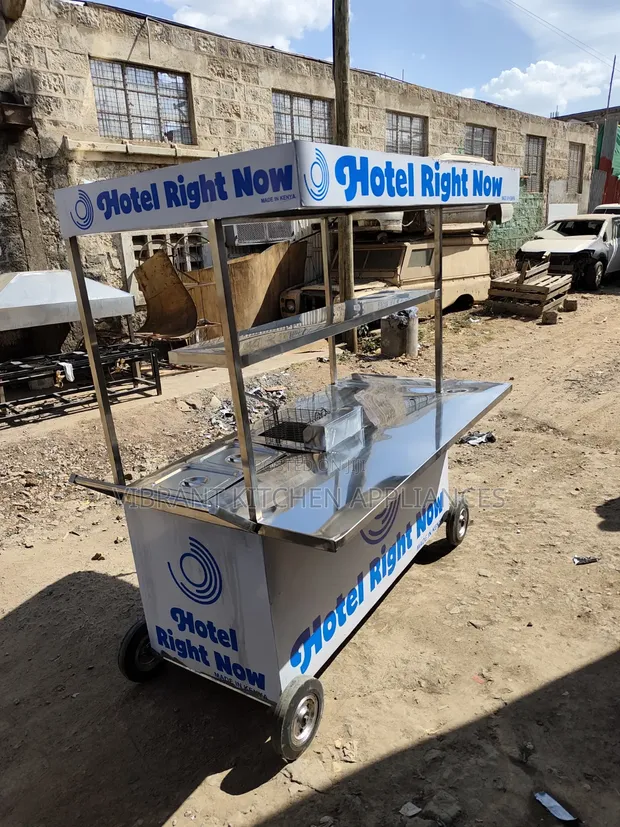 Branded Stainless Steel Food Cart with Fryer - 1
