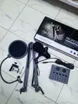 Professional Condenser Mic with V8 Sound Card & Boom Stand - 1