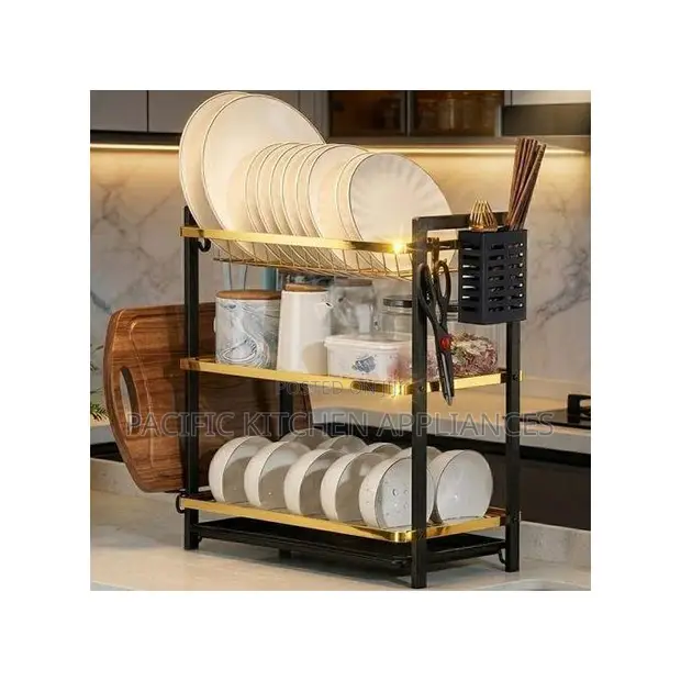 Heavy Duty 3-Tier Metallic Dish Rack - 1