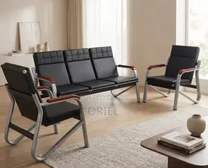 Seti ya Samani za Mapokezi Nyeusi za Kisasa za Viti 5