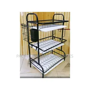 Metallic 3-Tier Dish Rack & Kitchen Organizer - Black
