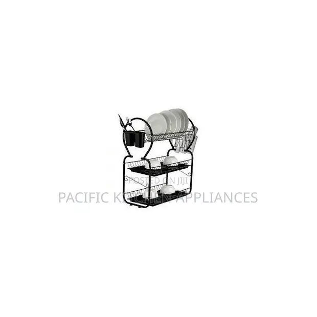22 Inch 3-Tier Dish Rack ya Stainless Steel na Trei 2 za Kukaushia - 1