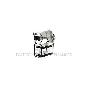 22 Inch 3-Tier Stainless Steel Dish Rack with 2 Drainer Trays
