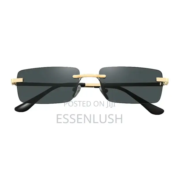 Green Lion Vallegio Rimless Sunglasses - Black/Gold - 1