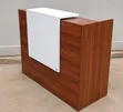 Reception Desk 1.2M - Walnut Brown & White Modern Counter - 1