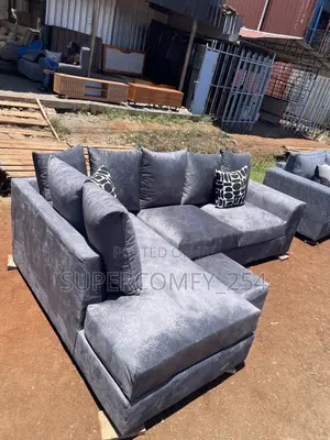 Six Seater Grey L-Shaped Sofa