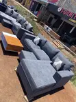 Sofa ya L-Shape Nyeusi Nzito - 1