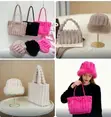 Fluffy Faux Fur Handbag and Bucket Hat Set - 1