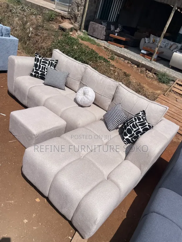 Seti ya Sofa za L-Shape 'Bubble' - Nyeupe - 1