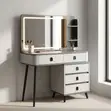 Dressing Table with LED Mirror - Gray - 1
