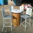 Custom Bar Drum Table with Laser Cut Powder Coated Chairs - 1