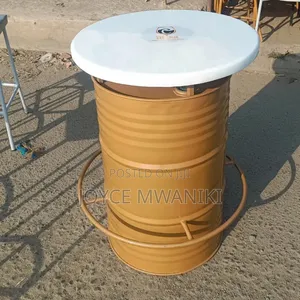 Custom Drum Bar Table with Marble Top
