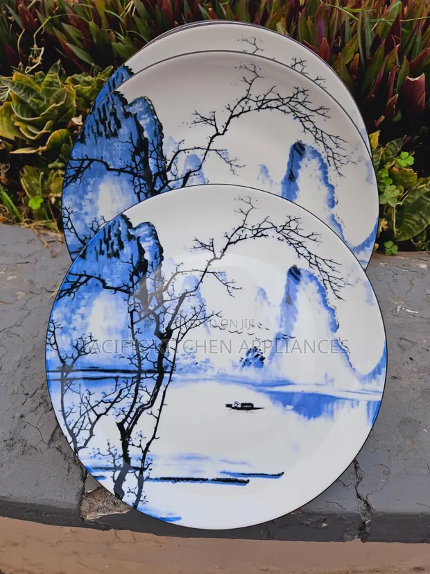 Blue Patched Tree Plates Set of 6 - 1