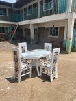 White 4-Seater Table with Marble Top - 2