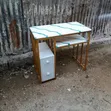 Meza ya Manicure ya Marumaru yenye Maua ya Bluu - 1