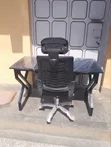 Boss Office Products Metallic Table & Mesh Headrest Chair Set - 1
