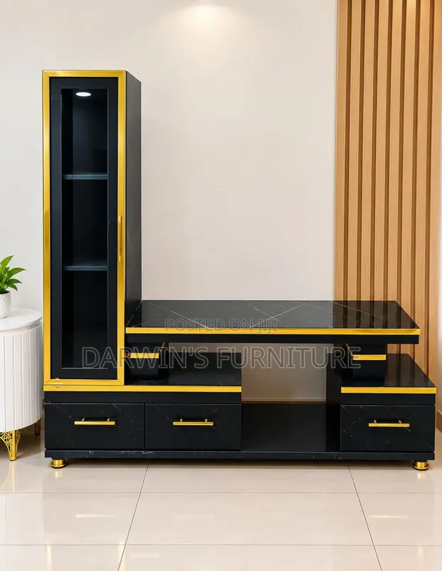Boss Office Products TV Stand na Red LED Lights - 1