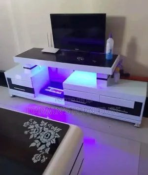 Modern TV Stand yenye Red LED Lights