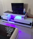 Modern TV Stand with Red LED Lights - 1