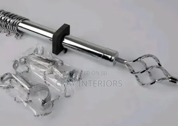 2m Curtain Rods Zinazoweza Kurekebishwa - Fedha na Dhahabu - 1