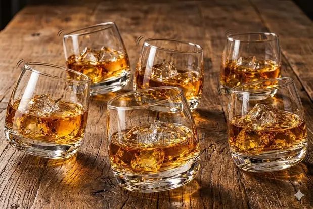 6 Piece Spinning Whiskey Glasses Set - 1